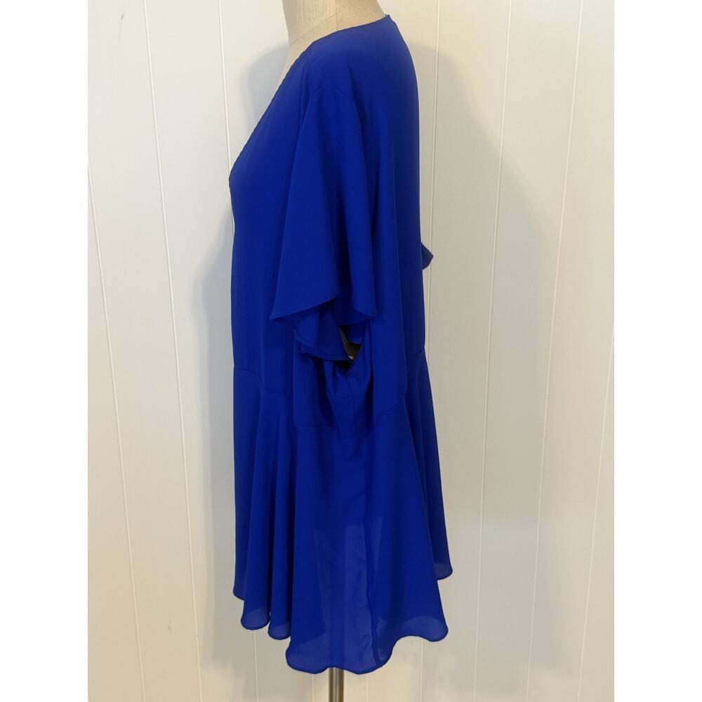 Torrid Tunic Top Womens 5 Royal Blue Flowy V Neck Flutter Sleeve Boho Blouse - Picture 5 of 6